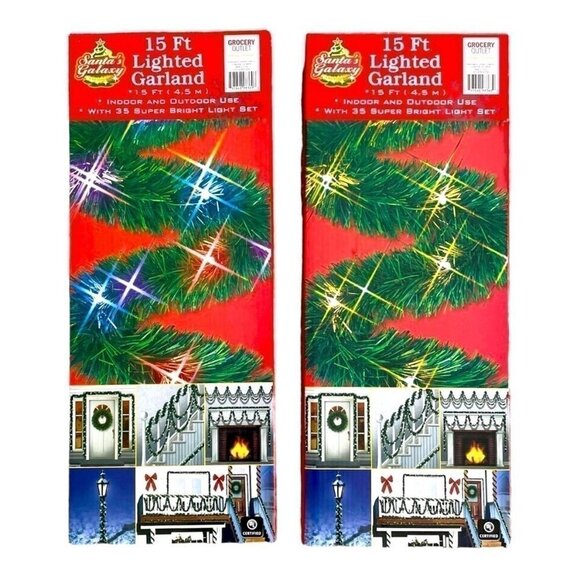 Pair of Christmas Garland Lighted Christmas Garland 35 Lights Garland Xmas Decor - Picture 2 of 3